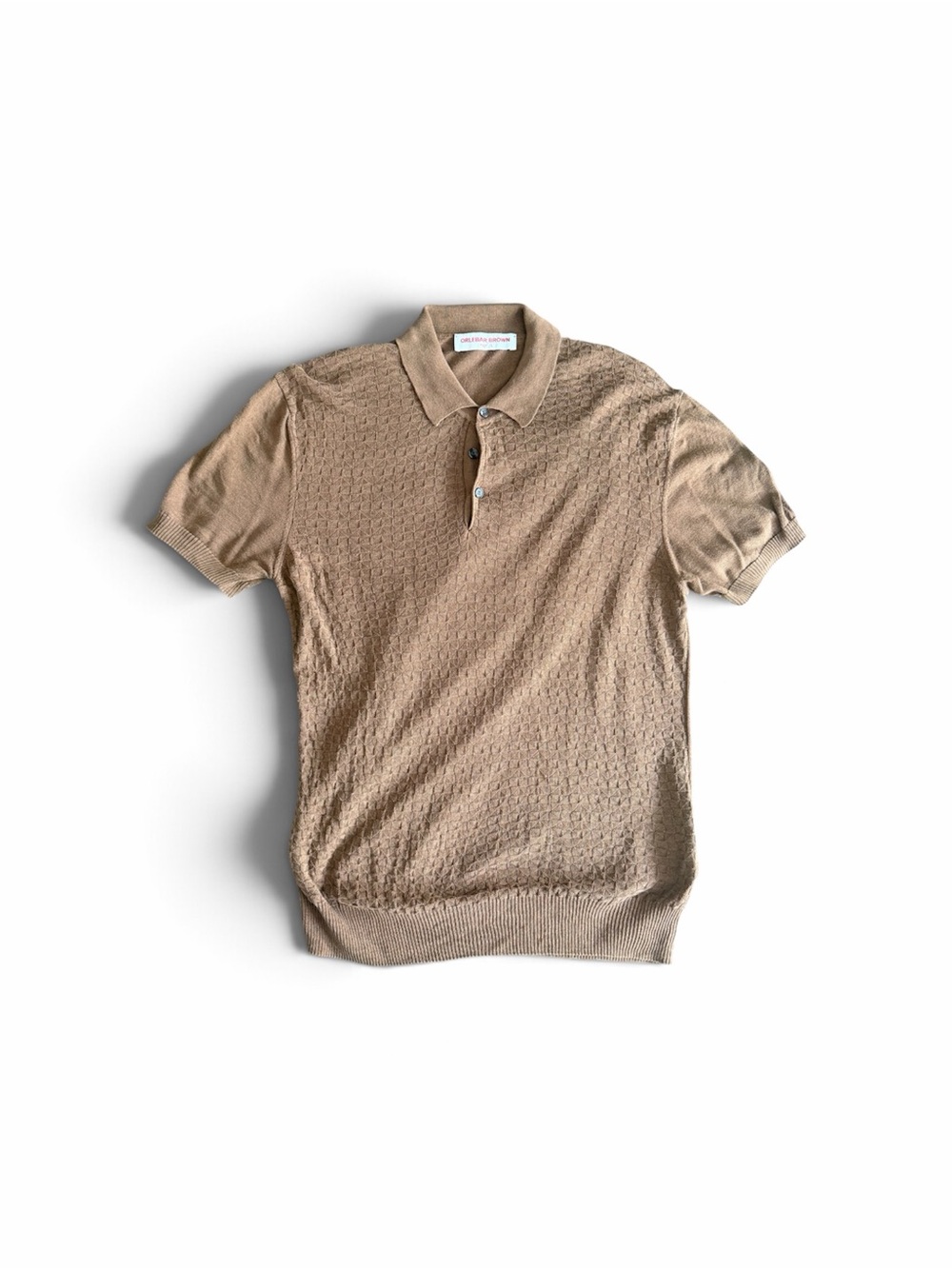 Men's Orlebar Textured Short-Sleeve Polo. Men’s Large